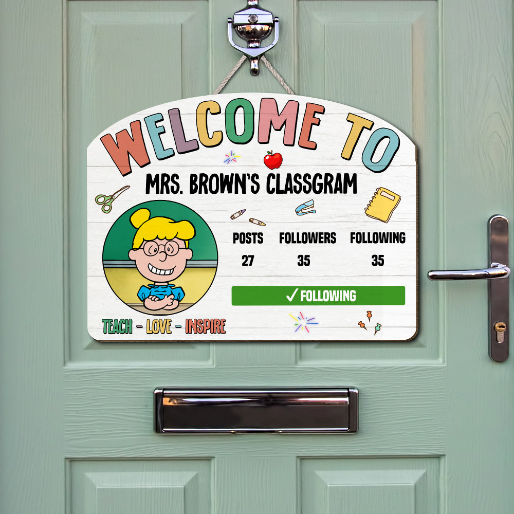 Welcome to Mrs. Brown's Classroom Instagram Themed Sign Wood Sign PopCulturePrints