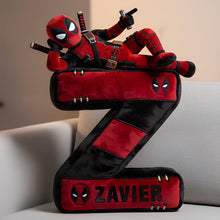 Load image into Gallery viewer, Unleash Your Inner Antihero with the Chaotic Red Alphabet Letter Pillow - Personalized Gift for Kids Pillow PopCulturePrints
