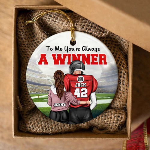 Personalized Football Couple Ceramic Ornament - You're Always a Winner Ornament PopCulturePrints