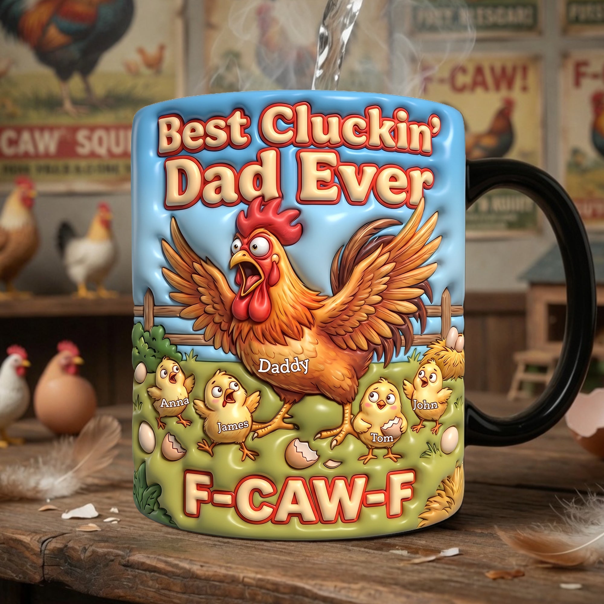 Best Cluckin' Dad Ever Magic Mug - Custom Personalized Gift for Dads and Grandpas Coffee Mug PopCulturePrints