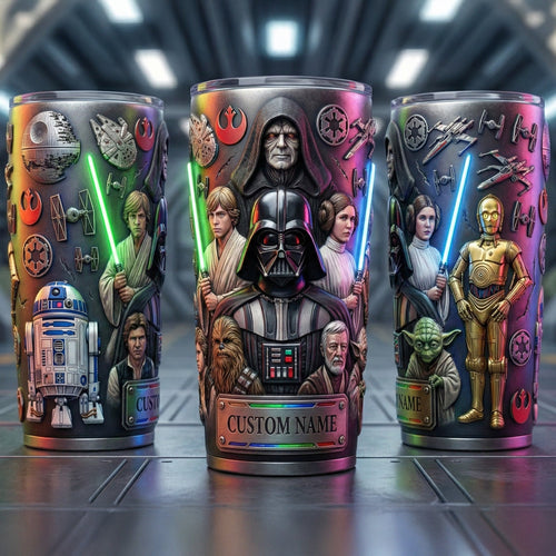 May The Force Be with You - Futuristic Space Warrior Tumbler | Customizable Gift for Star Wars Fans Tumbler Cup PopCulturePrints