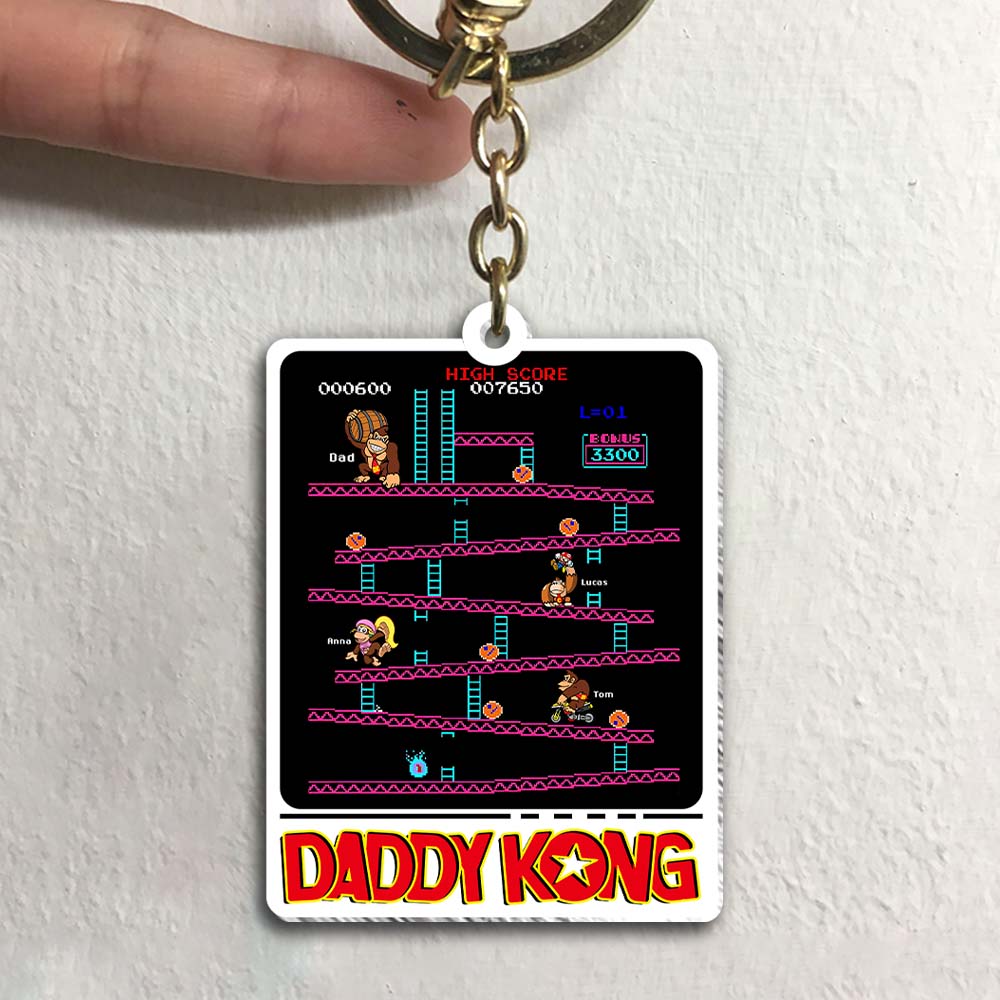 Personalized Retro Gamer Dad Keychain Keychains PopCulturePrints