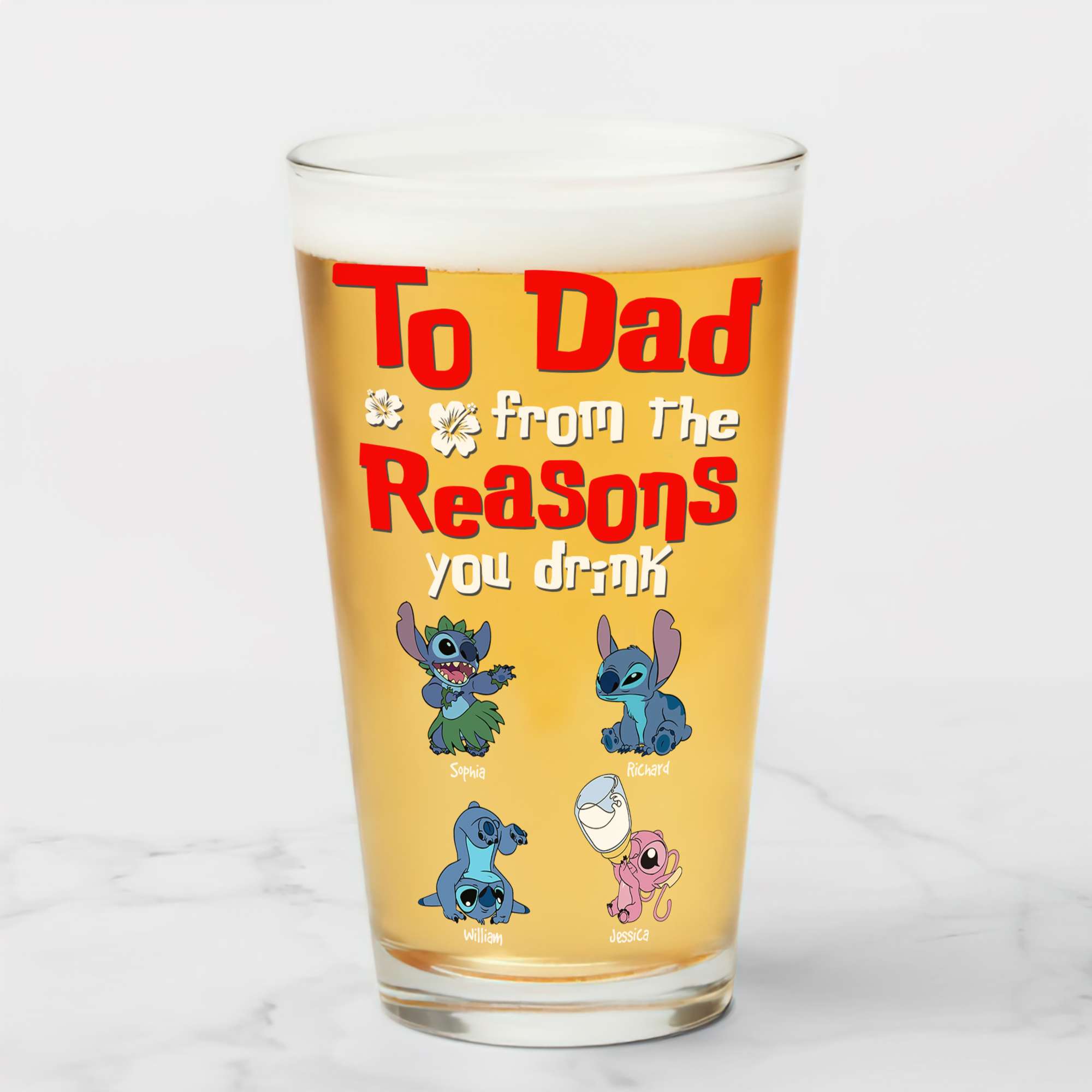 Custom Dad Beer Glass - Personalized Reasons You Drink Beer Glasses PopCulturePrints