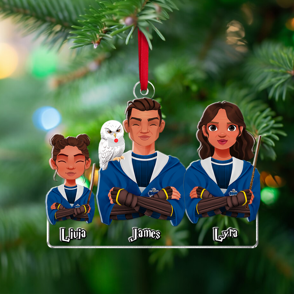 Custom Wizard Family Christmas Ornament