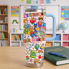 Load image into Gallery viewer, "It's a Good Day for Learning" - Vibrant &amp; Joyful 40oz Tumbler With Handle - Personalized Gift for Teachers, Students, Educators Tumbler Cup PopCulturePrints
