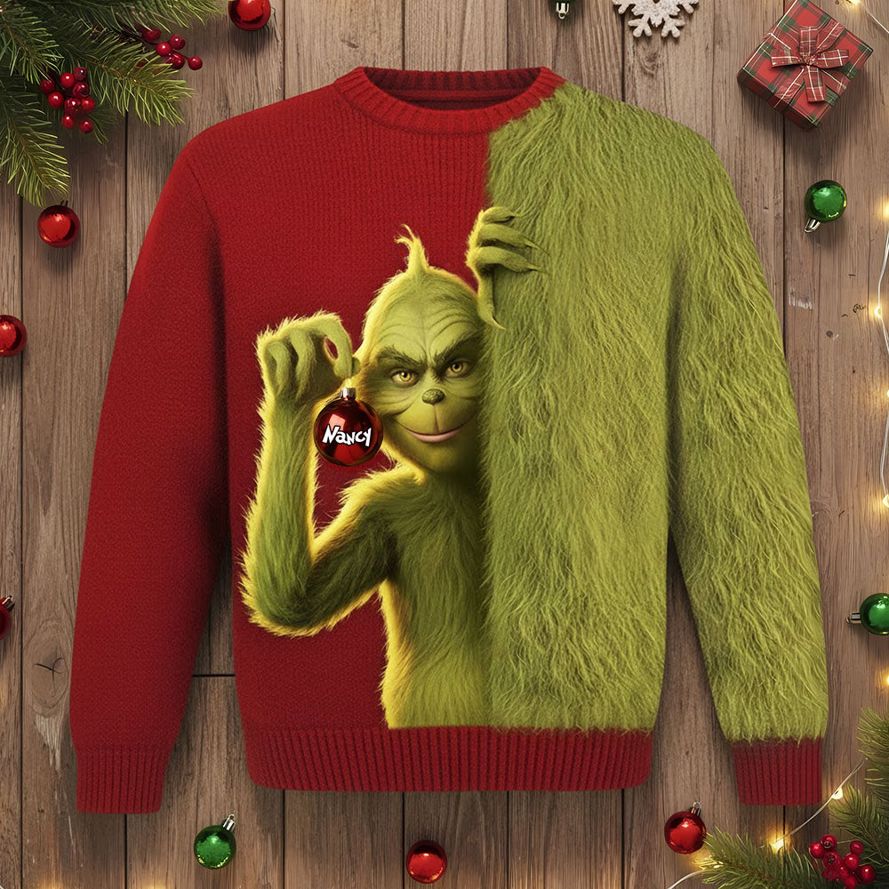 "Unleash Your Inner Grinch!" - Personalized Green Monster Ugly Sweater - Unique Christmas Gift for Everyone AOP Products PopCulturePrints