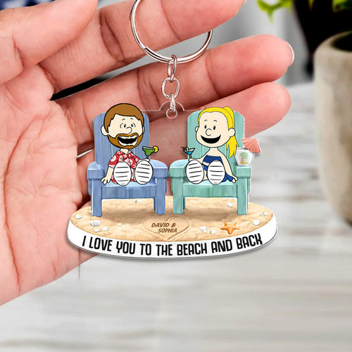 Personalized Beach Couple Keychain - I Love You To The Beach And Back Keychains PopCulturePrints