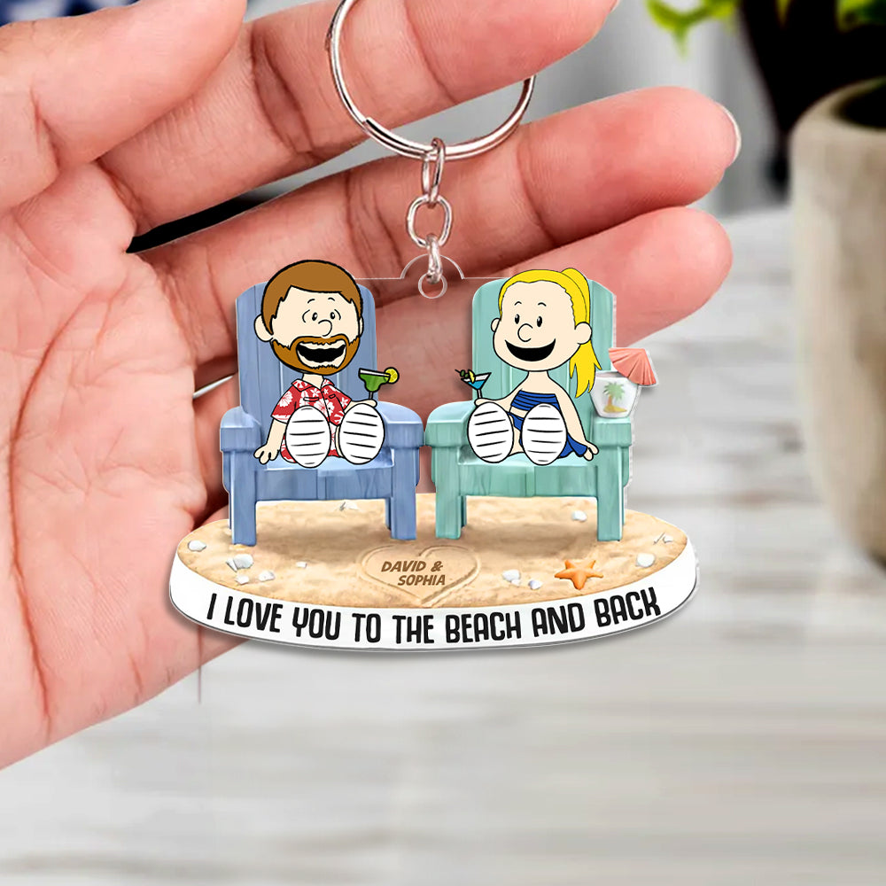 Personalized Beach Couple Keychain - I Love You To The Beach And Back Keychains PopCulturePrints