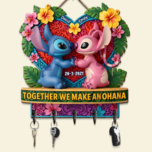 Load image into Gallery viewer, Together We Make An Ohana - Personalized Couple Wood Key Hanger Wood Sign PopCulturePrints
