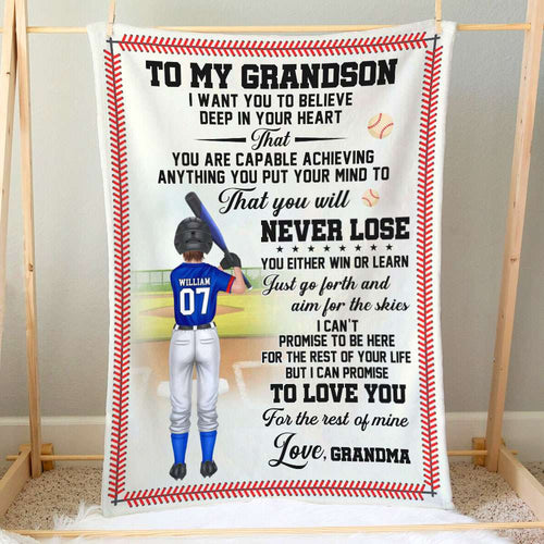 Personalized Baseball Love Blanket for Grandson Blanket PopCulturePrints