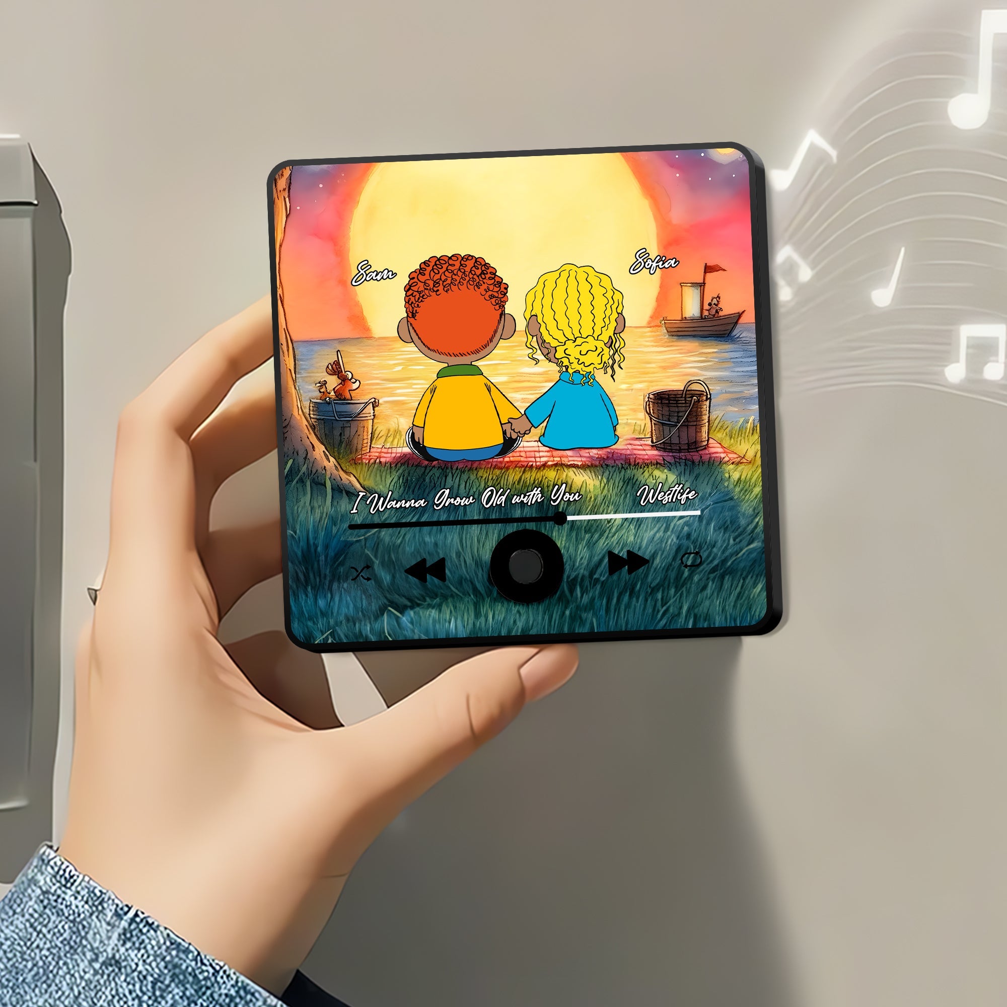 Personalized Moonlit Couple Fridge Magnet | Custom Cartoon Gift for Lovers Fridge Magnet PopCulturePrints