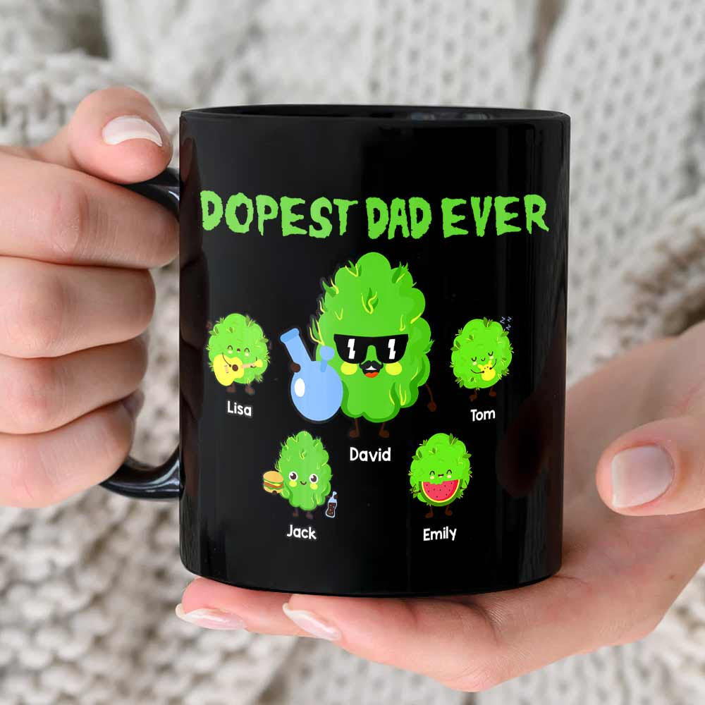 Personalized Dopest Dad Ever Black Coffee Mug Coffee Mug PopCulturePrints