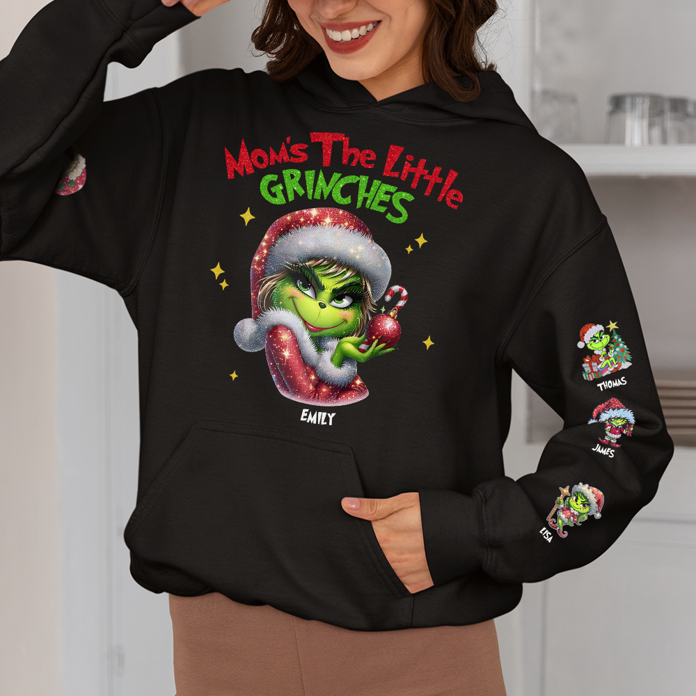 Personalized Little Grinches Christmas Hoodie for Mom