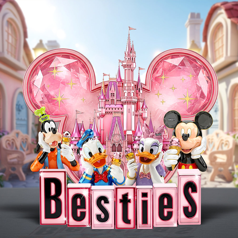 Celebrate Friendship with Our Cartoon Friends Acrylic Plaque – Personalized Gifts for Besties Shaped Plaques PopCulturePrints