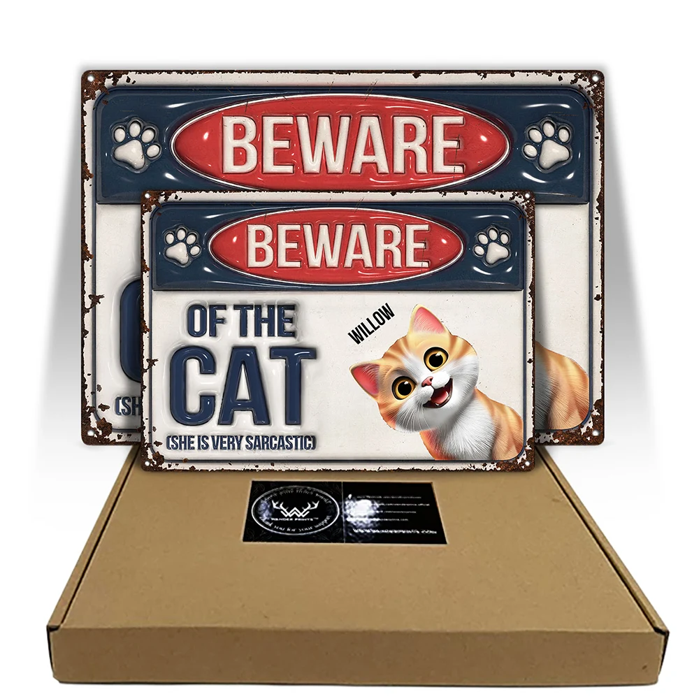 Beware of the Dog (He Wants Cuddles) - Personalized Classic Metal Sign - Perfect Gift for Pet Lovers Metal Sign PopCulturePrints
