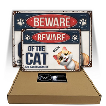 Load image into Gallery viewer, Beware of the Dog (He Wants Cuddles) - Personalized Classic Metal Sign - Perfect Gift for Pet Lovers Metal Sign PopCulturePrints
