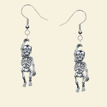 Load image into Gallery viewer, “Exhausted but Fabulous!” - Funny Tired Skeleton Earrings - Personalized Gift for Exhausted Humans Earrings PopCulturePrints
