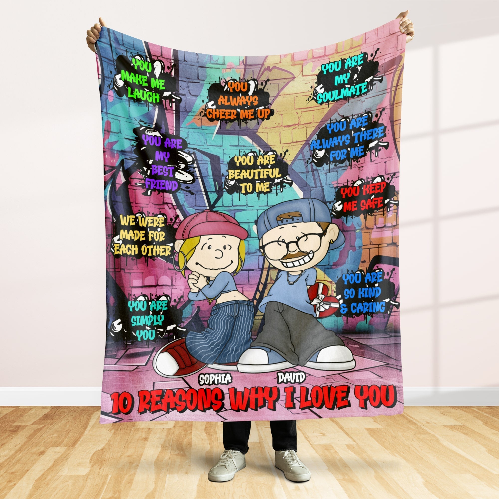 Personalized Couples Blanket - 10 Reasons Why I Love You Blanket PopCulturePrints