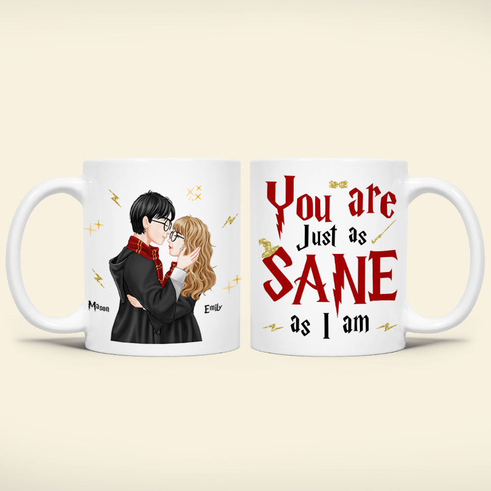 Personalized Magic Fan Couple Mug Set - 'You Are Just as Sane as I Am'