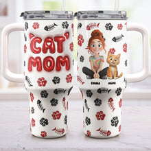 Load image into Gallery viewer, Lovely Cat Mom - Personalized 40oz Tumbler With Straw 40oz Tumbler PopCulturePrints
