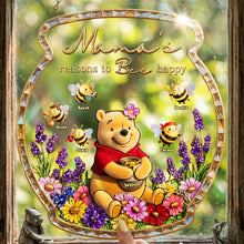 Load image into Gallery viewer, “Nana's Reasons to Bee Happy” - Personalized Honey Bee Suncatcher Ornament - Gift for Mom and Grandma Ornament PopCulturePrints
