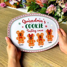 Load image into Gallery viewer, Personalized Grandma&#39;s Cookie Tasting Crew Plate - Custom Gingerbread Grandkids Christmas Gift
