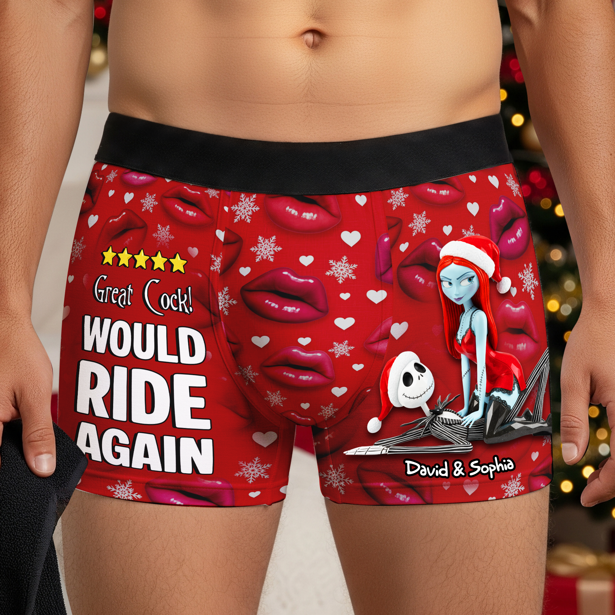"Great Cock! Would Ride Again" - Playful Couple Men's Boxers - Personalized Christmas Gift for Him Boxer Briefs PopCulturePrints