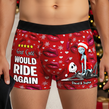 Load image into Gallery viewer, &quot;Great Cock! Would Ride Again&quot; - Playful Couple Men&#39;s Boxers - Personalized Christmas Gift for Him Boxer Briefs PopCulturePrints
