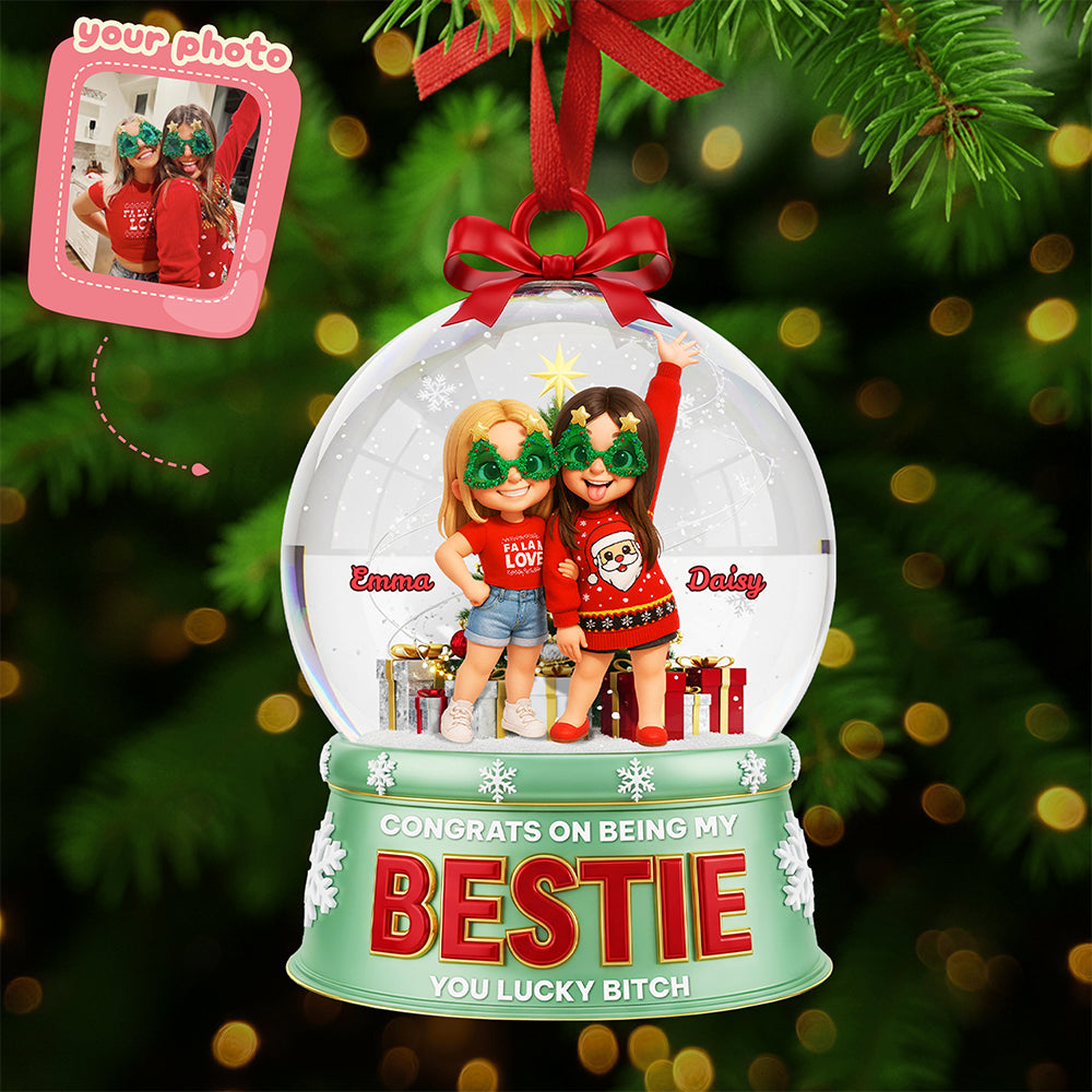 Congrats on Being My Bestie - Personalized Custom Photo Acrylic Ornament Ornament PopCulturePrints