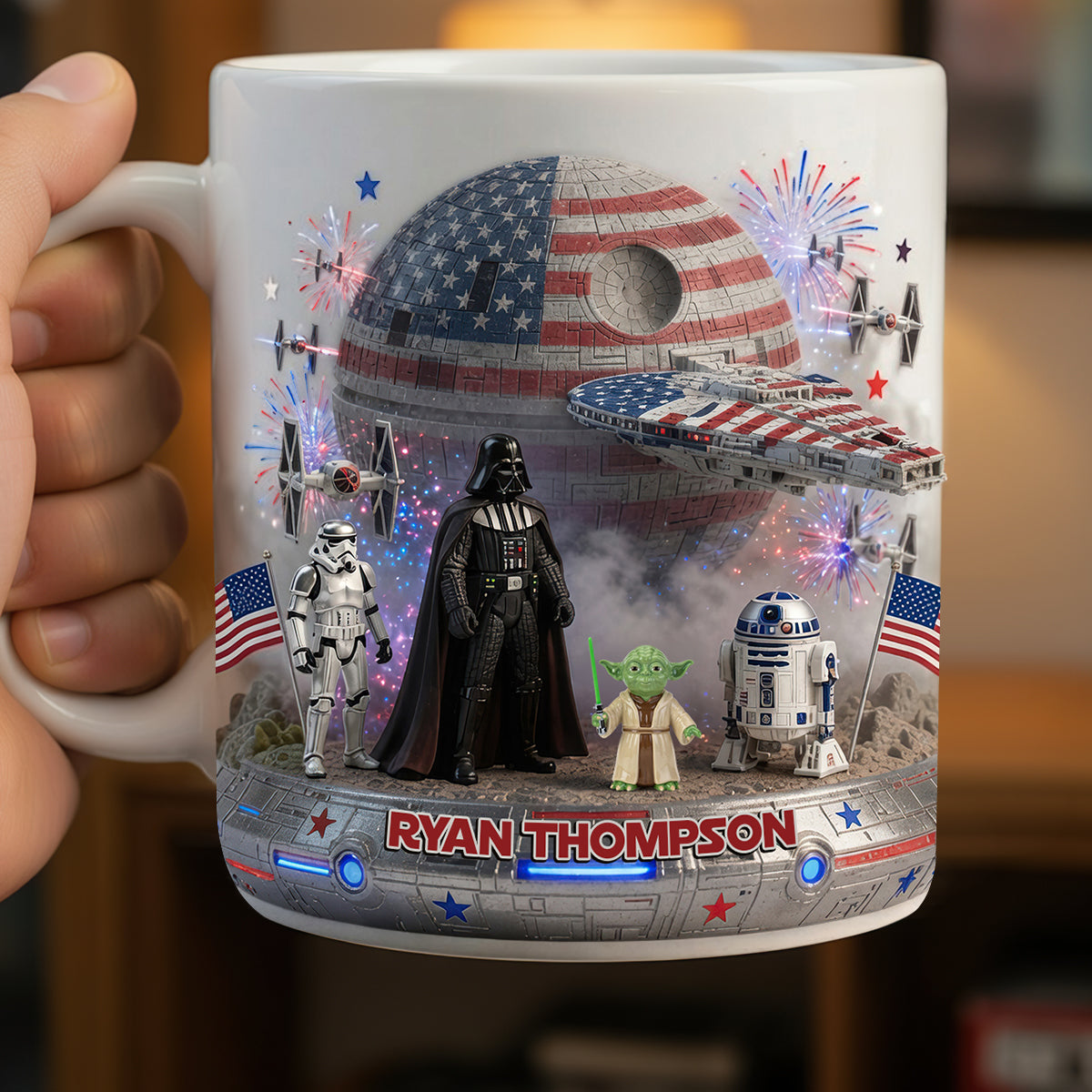Celebrate Independence Day with Patriotism - Personalized Coffee Mug for Star Wars Fans