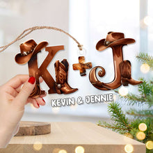 Load image into Gallery viewer, Custom Cowboy Hat Letter Ornament - Personalized Couple Gift for Valentine&#39;s Day Gifts Ornament PopCulturePrints
