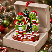 Load image into Gallery viewer, Doing Christmas Mischief Together - Personalized Couples Acrylic Ornament Ornament PopCulturePrints
