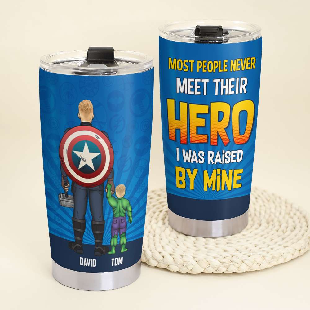 Personalized Hero Dad Tumbler - Custom Names & Design Tumbler Cup PopCulturePrints