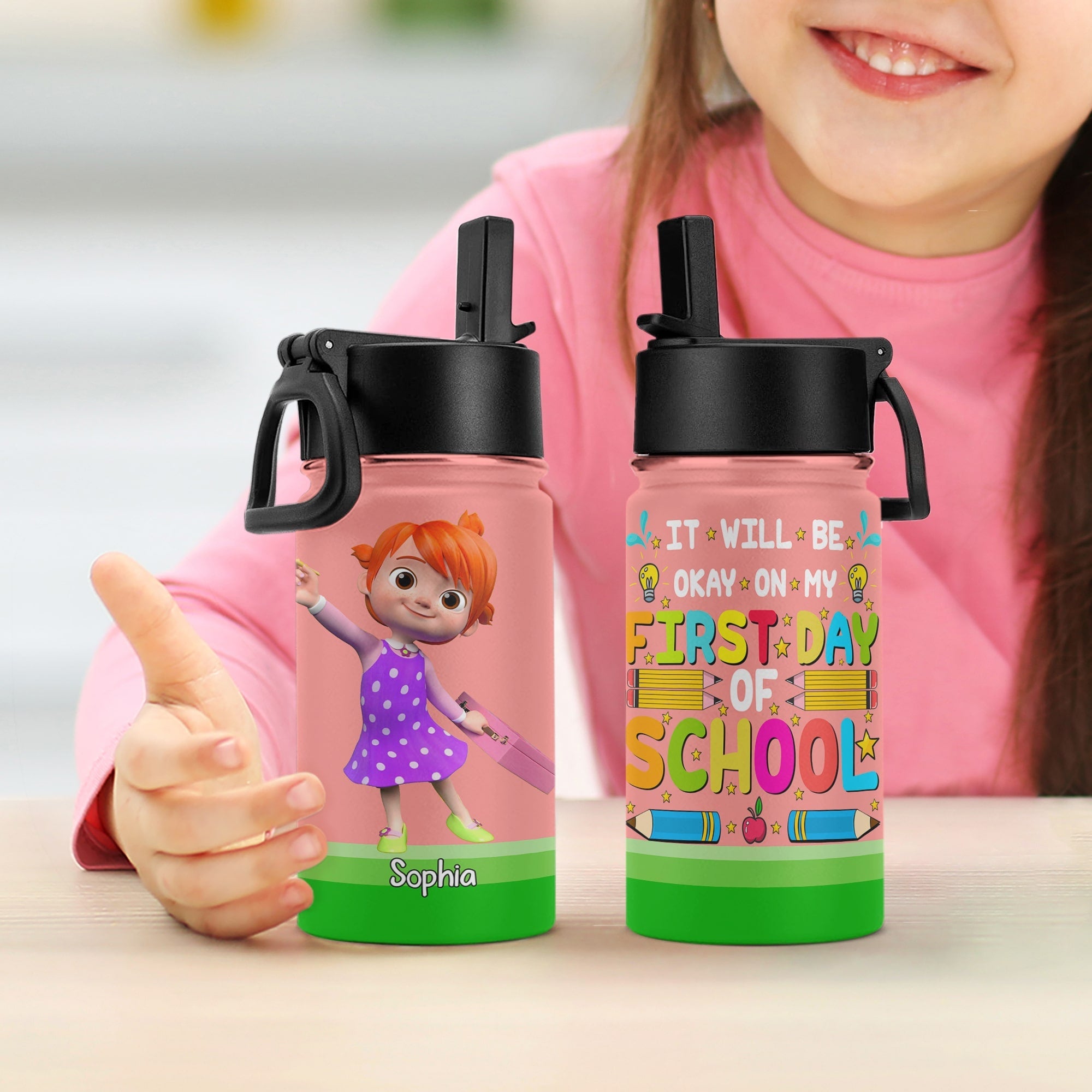 Personalized Princess Travel Water Bottle for Kids