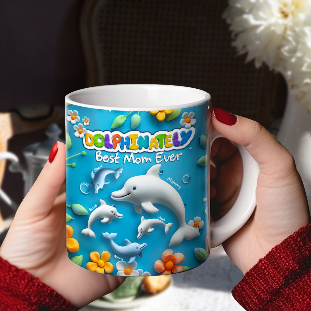 “Dolphinately Best Mom Ever” - Personalized Coffee Mug for Dolphin Lovers - Perfect Gift for Mom, Grandma, and Any Special Woman Coffee Mug PopCulturePrints