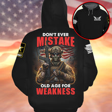 Load image into Gallery viewer, Don&#39;t Ever Mistake Old Age for Weakness - Personalized Old Warrior 3D Shirt AOP Products PopCulturePrints
