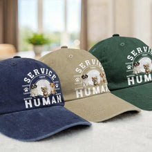 Load image into Gallery viewer, “Service Human, My Lifesaver!” - Personalized Vintage Washed Denim Cap - Gift for Dog Lovers, Perfect for Dad, Grandpa Vintage Washed Denim Cap PopCulturePrints
