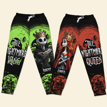Load image into Gallery viewer, Personalized Nightmare King &amp; Queen Sweatpants for Couples | Custom Valentine's Day Gifts Shorts and Pants PopCulturePrints
