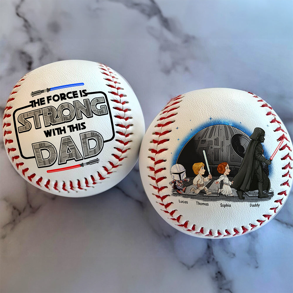 The Force is Strong with This Dad - Personalized Baseball Gift for Fathers Baseball PopCulturePrints