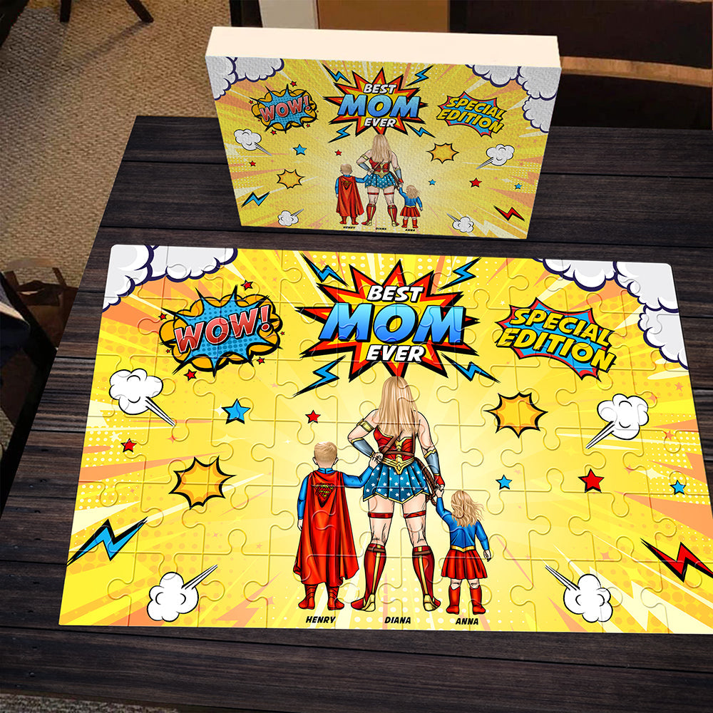 “Best Mom Ever - Superhero Edition” - Customized Jigsaw Puzzle for Moms, Perfect Gift for Mother's Day, Grandma, and More Jigsaw Puzzles PopCulturePrints