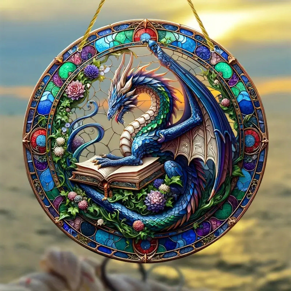 Personalized Christmas Dragon Suncatcher Ornament