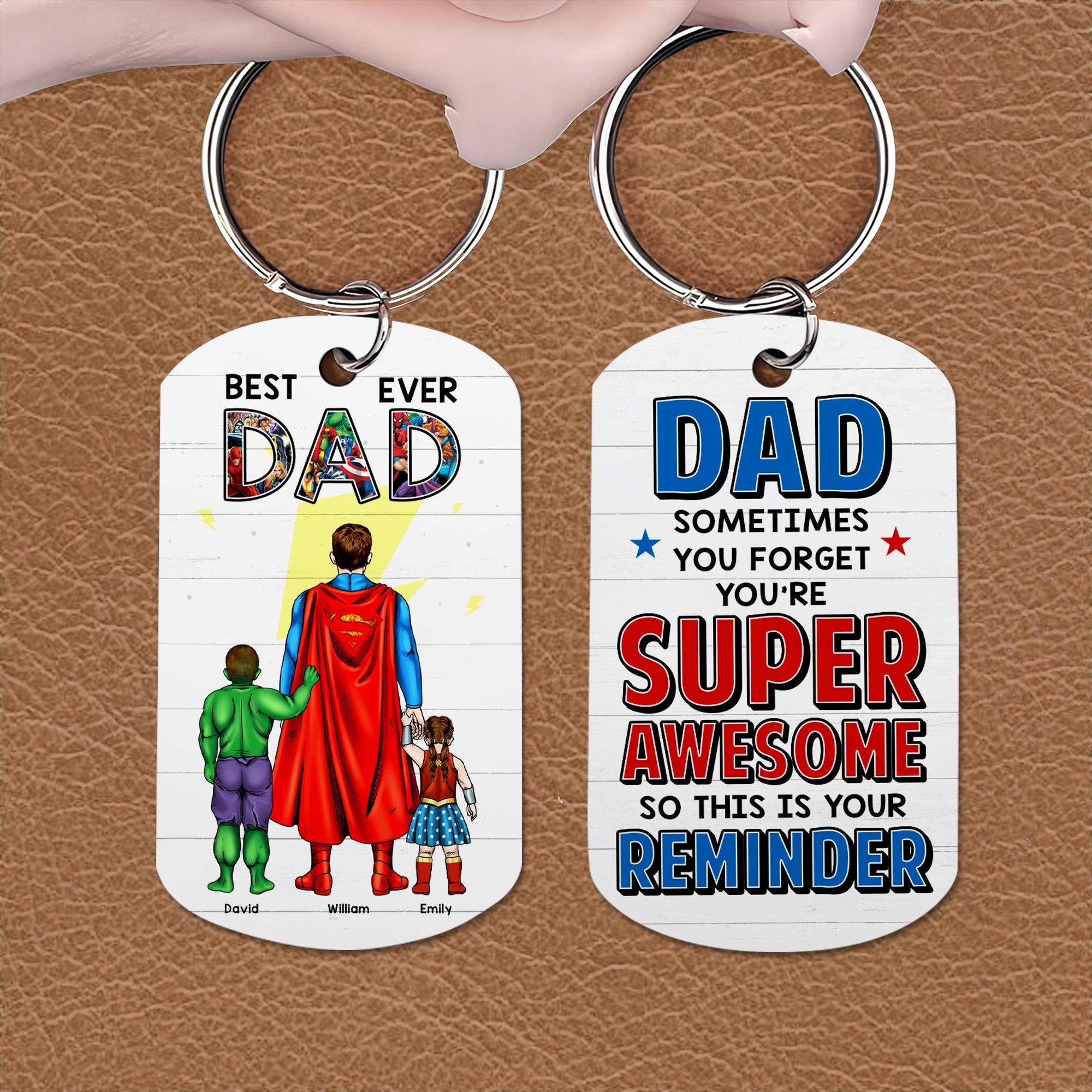 Super Dad Personalized Keychain - Best Ever Father's Day Gift Keychains PopCulturePrints