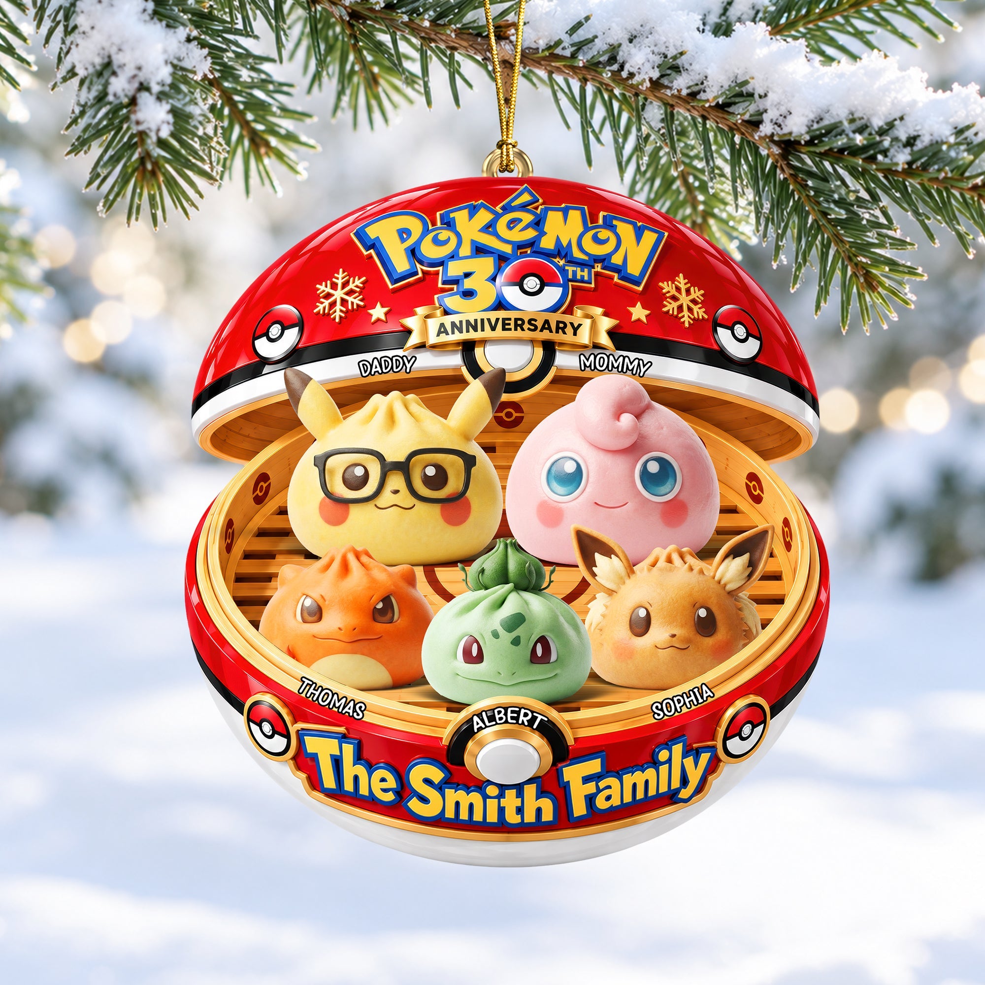 Celebrate Your Family with Cute Dumpling Family Christmas Ornament - Personalized Gift