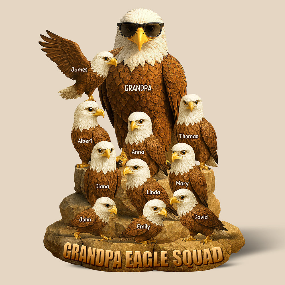 “Always a Part of the Eagle Squad” - Personalized Eagle Dad Acrylic Plaque - Custom Gift for Dads, Grandpas, and Eagles Enthusiasts Shaped Plaques PopCulturePrints
