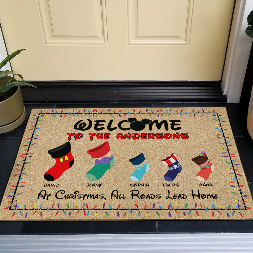 Personalized Family Christmas Stocking Doormat