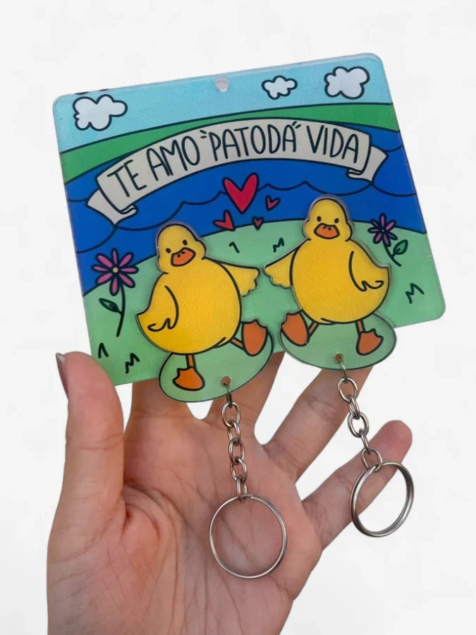 Romantic Duck Couple Keychain Holder - Personalized Gift