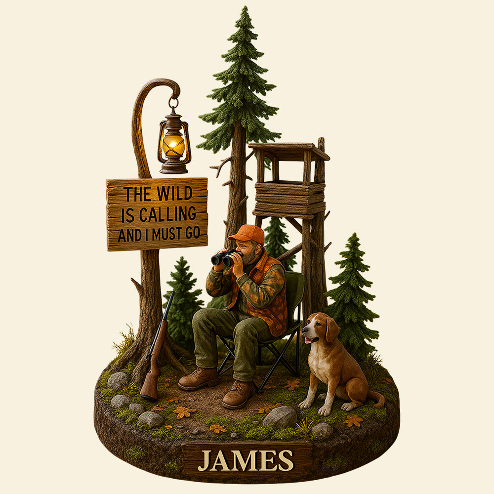 The Wild is Calling - Personalized Hunting Acrylic Plaque for Outdoor Enthusiasts Shaped Plaques PopCulturePrints