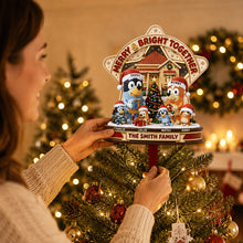 Load image into Gallery viewer, Merry &amp; Bright Together Christmas Tree Topper - Personalized Family Gift Ornament PopCulturePrints
