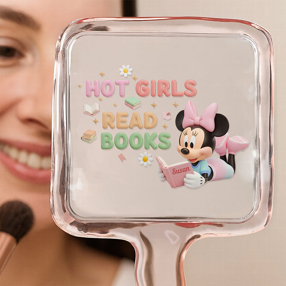 Hot Girls Read Books Handheld Mirror - Personalized Gifts for Book Lovers Mirror PopCulturePrints