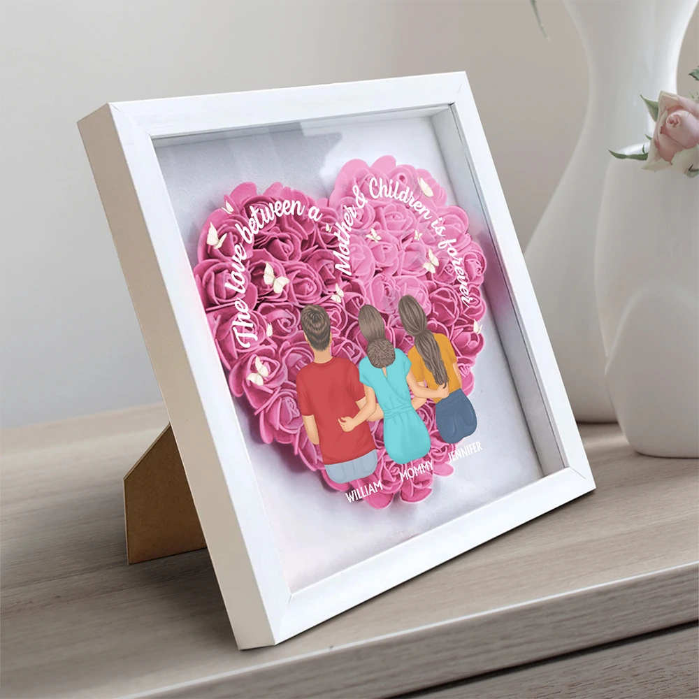 The Love Between Mother And Daughters Is Forever - Personalized Flower Shadow Box - A Perfect Gift for Moms and Daughters Flower Shadow Box PopCulturePrints